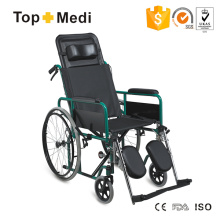 Topmedi Medical Equipment Reclining High Back Powder Coating Steel Wheelchair